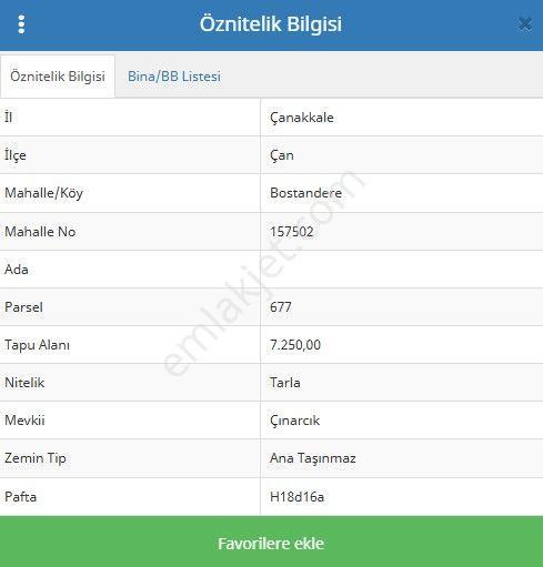 Çanakkale Çan Bostandere'de Satılık Tarla - Görsel 2