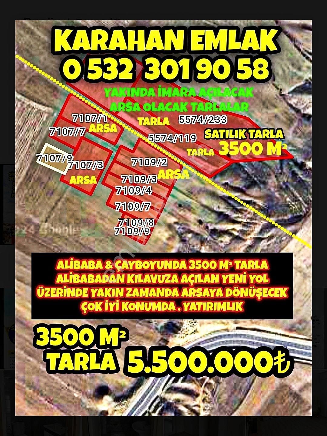 Sivas Merkez Çayboyu Satılık Tarla Karahan Emlak'tan Satılık 3500 M² Tarla .alibaba & Cayboyunda 