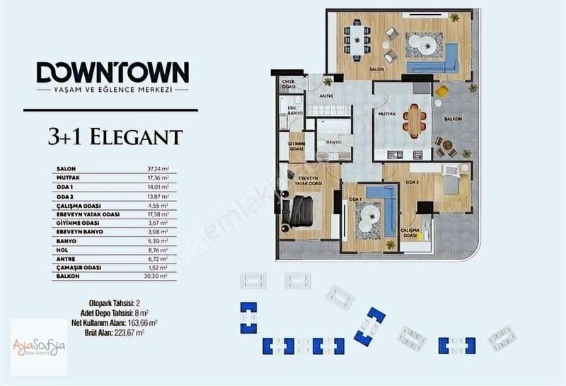 Downtown Satılık 3+1 5.kat 163m2 Elegant Daire - Görsel 5
