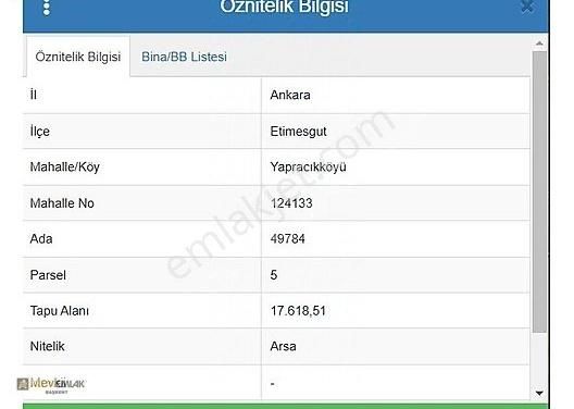 Etimesgut Yapracık Satılık Konut İmarlı Yapracık 2.30 Emsal Satılık Caddeye Cephe 1.300 M2 Kök Tapu Arsa