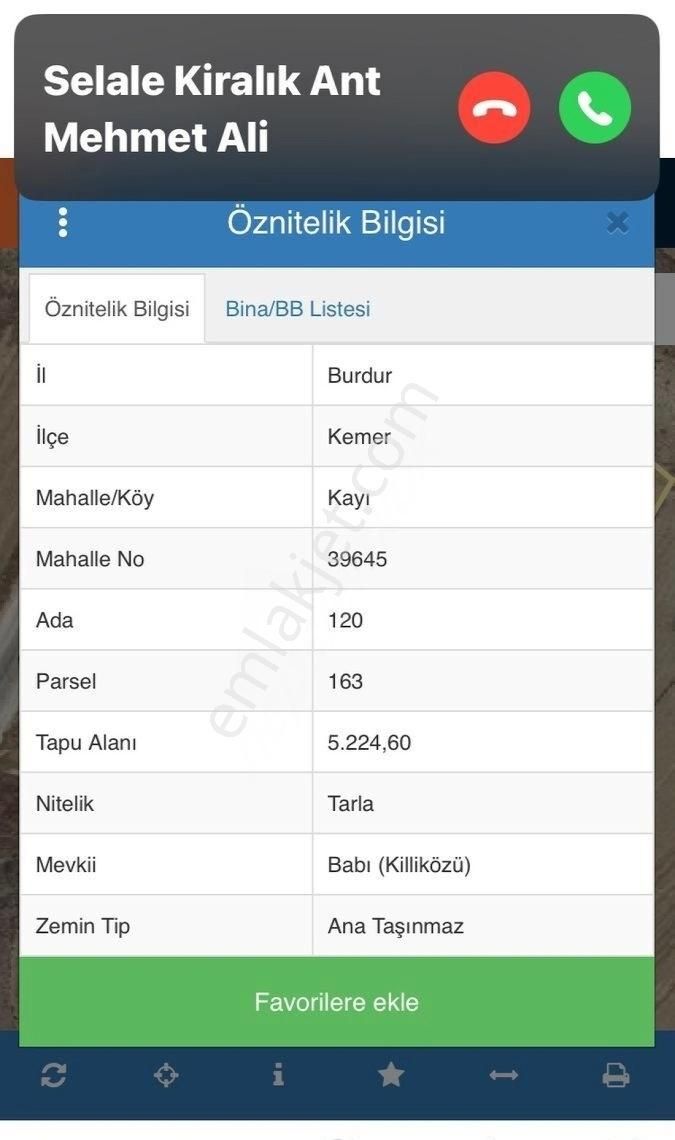 Kemer Kayı Köyü (Orta) Satılık Bağ & Bahçe Burdur Kemer Kayı Köyünde Satılık Tarlalar