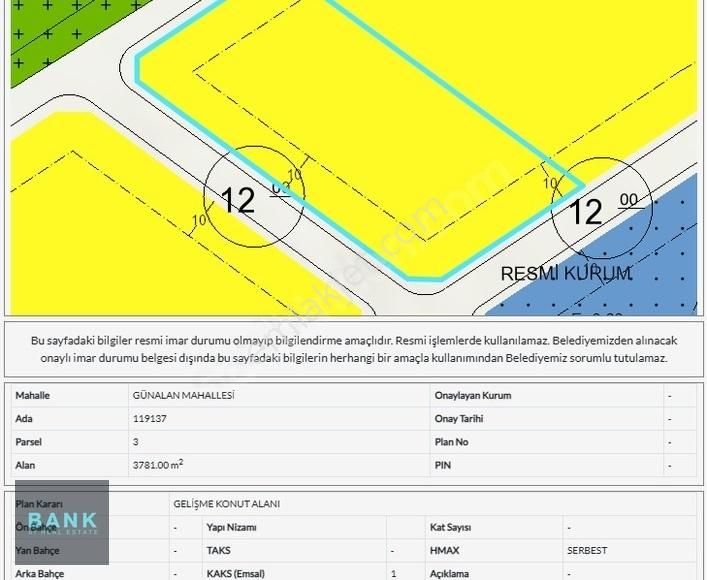 Gölbaşı Günalan Satılık Konut İmarlı Gölbaşı Günalan Holos İmarlı 1000 M2 Satılık Arsa