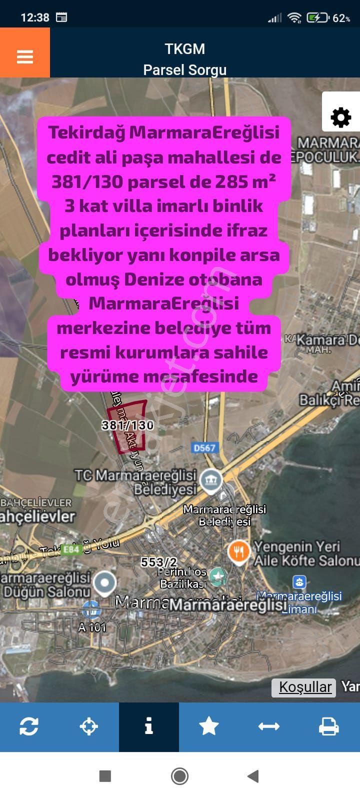 Tekirdağ Marmaraereğlisi Satılık Konut+Ticaret Alanı Tekirdağ Marmaraereğlisi Cedit Ali Paşa Mahallesi De 381/130 Parsel De 285 M² 3 Kat