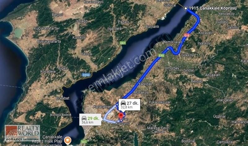 Çanakkale Merkez Işıklar Köyü (Dörtyol) Satılık Konut İmarlı Çanakkale Merkez Işıklar Köyünde Satılık Arsa