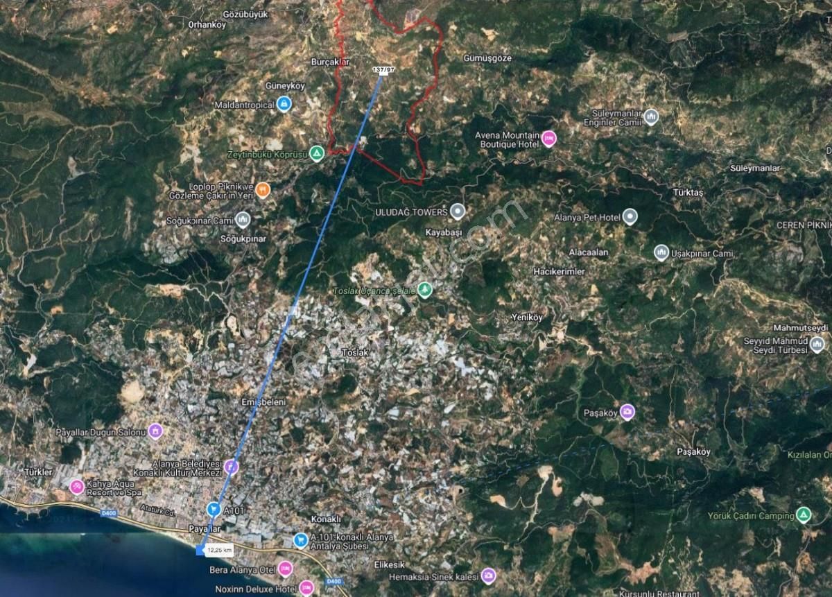 Alanya Yenice Satılık Tarla Turyaptan Alanya Yenice De Satılık Köy Yakınında 4.712 M2 Tarla