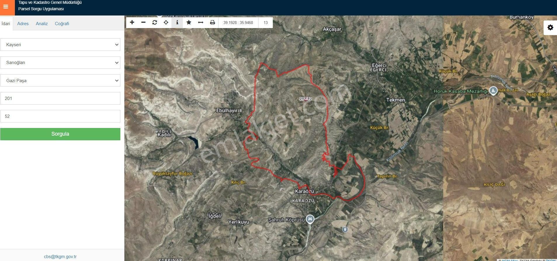 Sarıoğlan Ebülhayır Satılık Tarla Kayseri Ebulhayır Köyüne Karaözüne Çok Yakın 10.400 M2