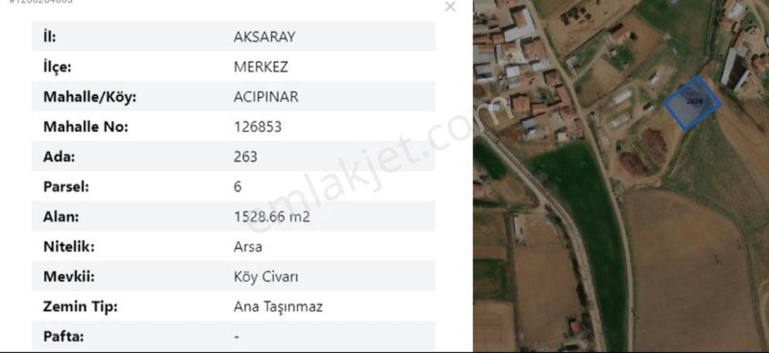 Aksaray Merkez Acıpınar Köyü (Bahçelievler) Satılık Ada Sahibinden Satılık İmarlı Arsa