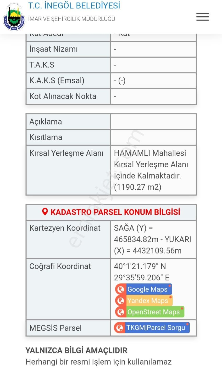 Bursa İnegöl Hamamlıda Köyiçi Fırsat Arsa - Görsel 3