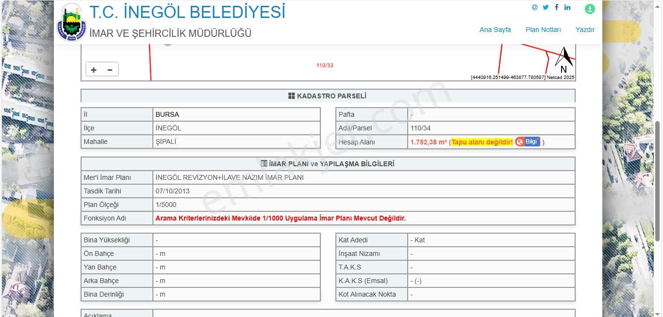 İnegöl Şipali Satılık Bağ & Bahçe Bursa İnegöl Şipalide 1900 M2 Satılık Fırsat Bağ