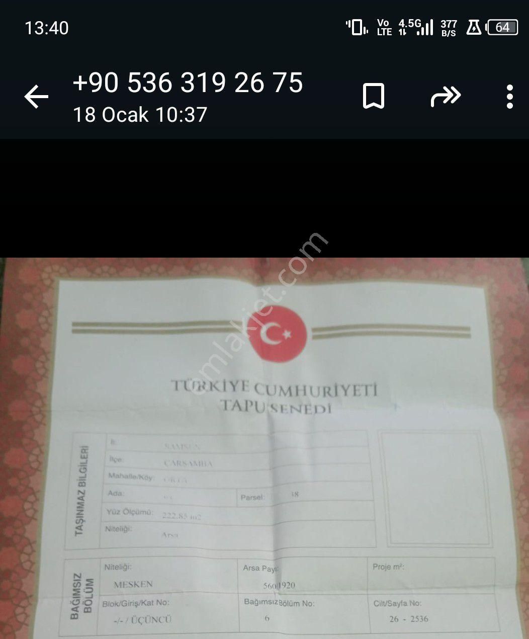 Çarşamba Orta Satılık Daire Acil Satılık Daire Hisselitapusun Var