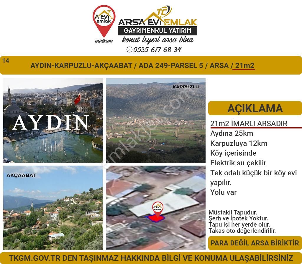 Karpuzlu Akçaabat Satılık Konut İmarlı Aydın-karpuzlu-akçaabat-köyiçinde-satılık 21m2arsa