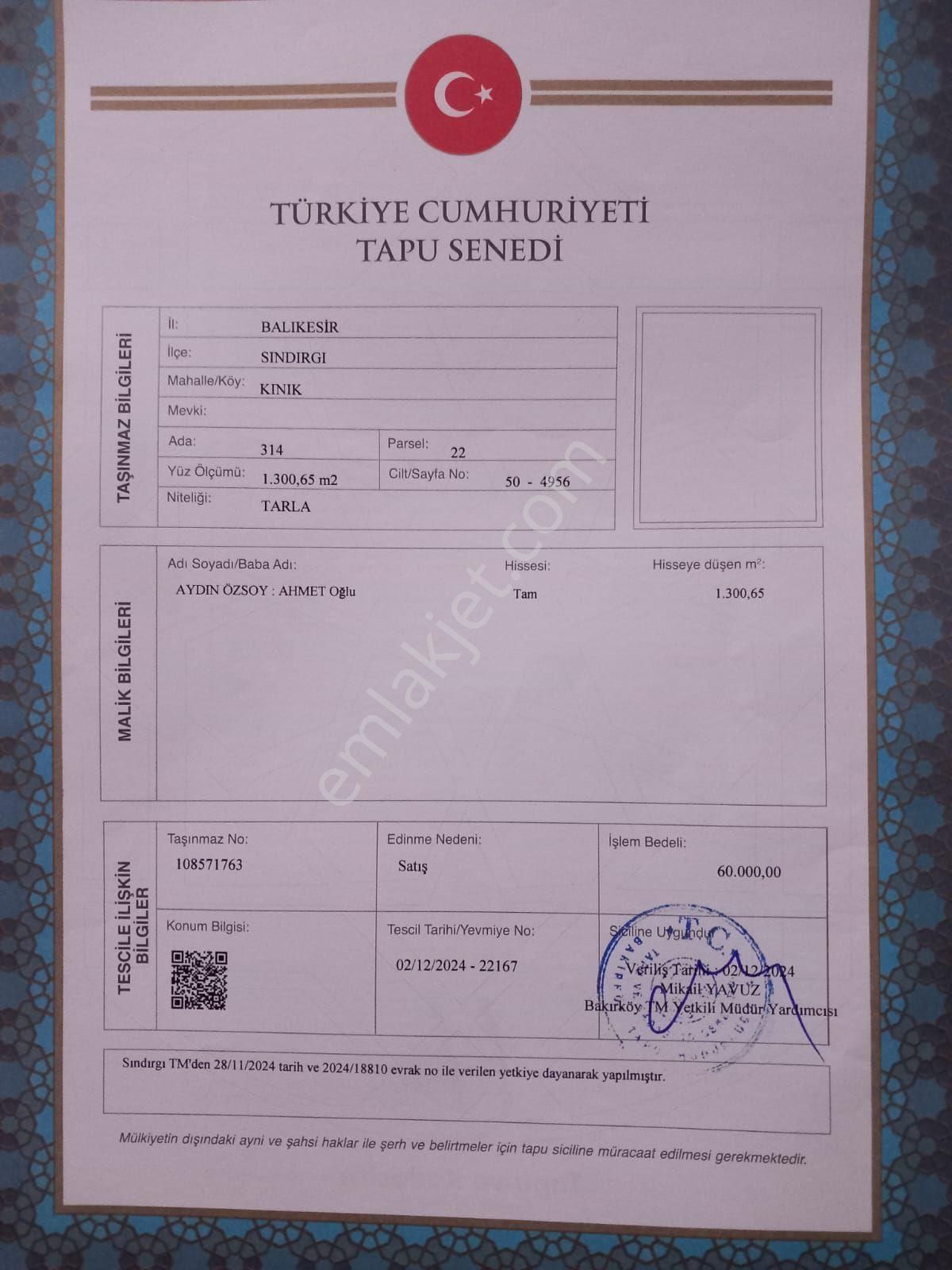 Sahibinden 1.300metrekare Bir Buçuk Donum Tarlamiz 120bin Tl Satılıktır.lutfen Açıklamayı Okuyunuz.