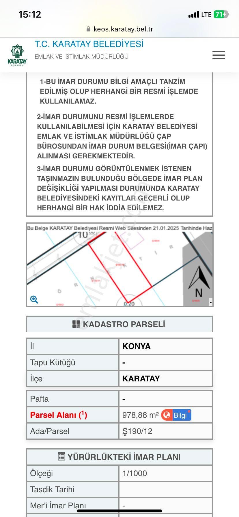 Karatay Şatır Satılık Konut İmarlı Konya Merkeze Yakın Şatır Mah. Satılık Müstakil Arsa. Açıklamyı Okuyunuz