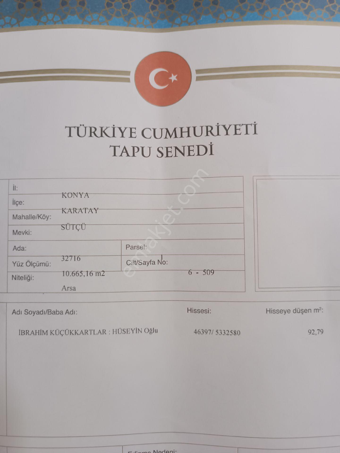 Karatay Sütçü Mah Satlik Komisyonsuz 6kata İmarlı 92.79 Cm2 Arsa - Görsel 3