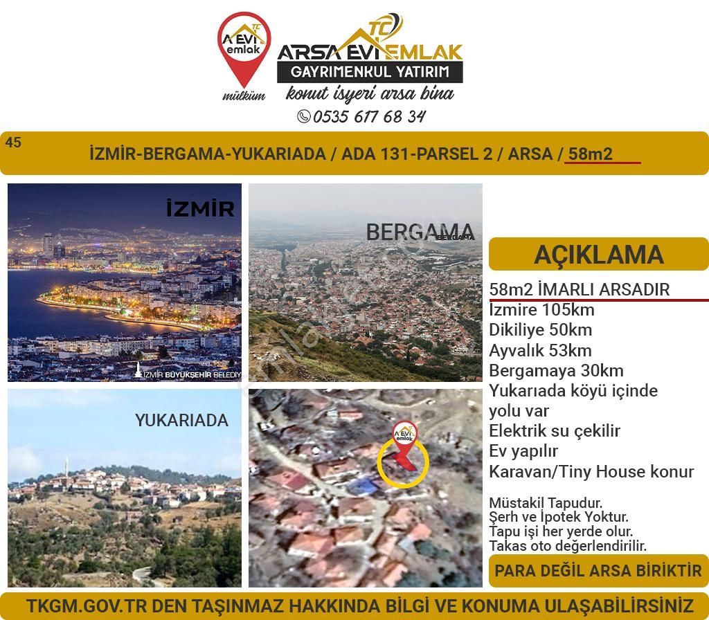 Bergama Yukarıada Satılık Konut İmarlı İzmir-bergama-yukarıada Satılık-58m2arsa