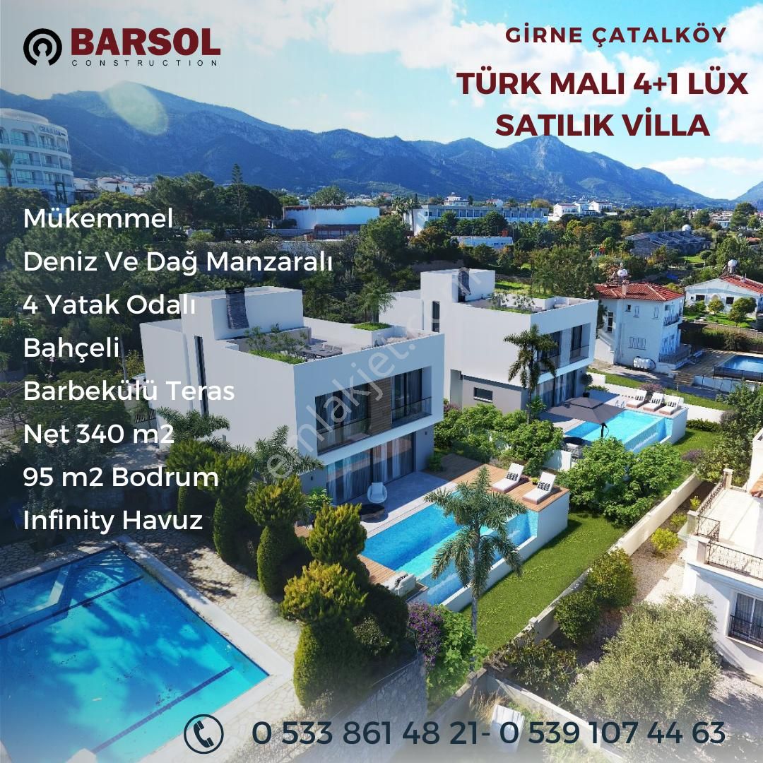 KKTC Girne Satılık Villa Kıbrıs Girne'de Satılık 4+1 Havuzlu Bahçeli Türk Malı Villa