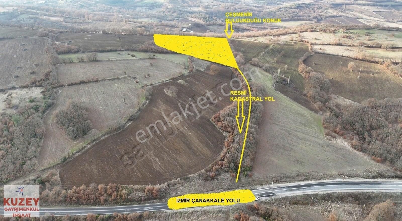 Bayramiç Muratlar Köyü Satılık Tarla İzmir Balıkesir Yolna 1 Parsl Uzaklıkta 15.100 M2 Muhteşem Arazi