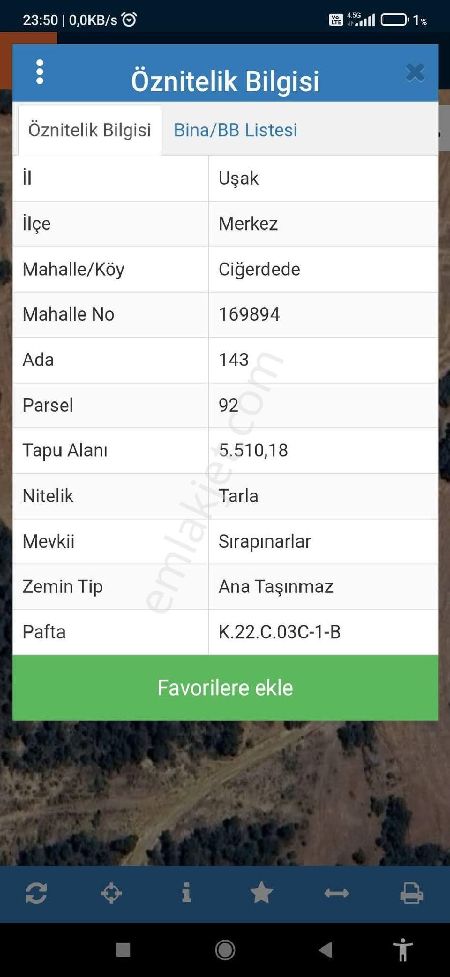 Uşak Merkez Ciğerdede Köyü (Ciğerdede Mücavir) Satılık Tarla Usak Merkeze 5.kilometre Mesafede Ciğer Dede Köyünde 5.510metre Kare Yatırımlık