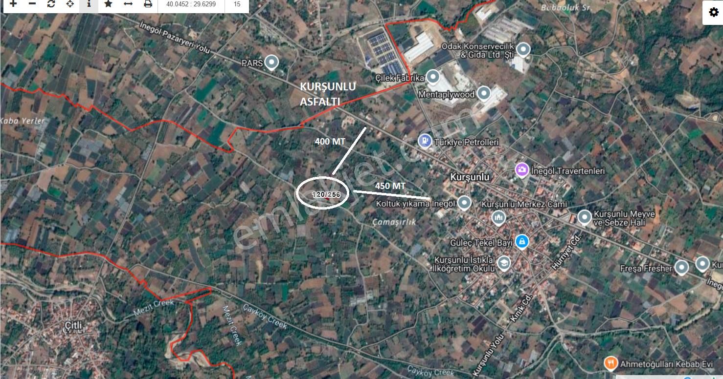 İnegölkurşunlu 688m2 Satılık Hobi Bahçesi (120/256)-kod No: Ht - Görsel 2