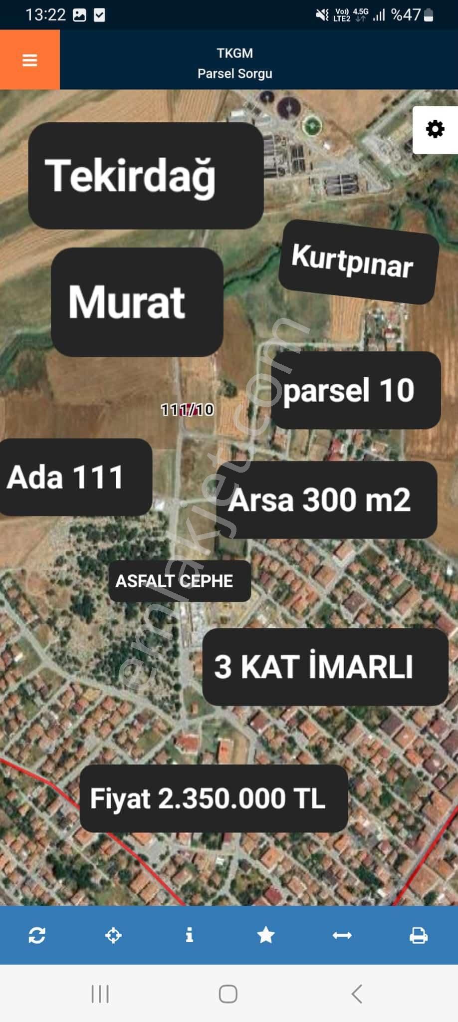 Muratlı İstiklal Kurtpınar Satılık Konut İmarlı Muratlı Kurt Pınarda Emsallerinin Çok Altında Konut İmarlı Arsa