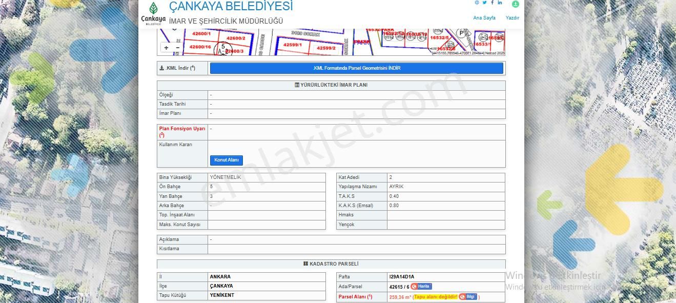 Çankaya Yaşamkent Satılık Konut İmarlı Çayyolu Yaşamkent Konut İmarlı Köşe Parsel Esk Yoluna 600 Mt