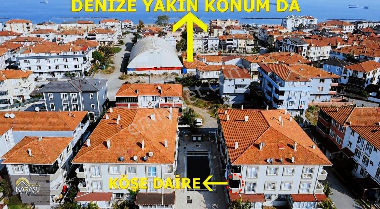 Karasu Yalı Satılık Daire Karasu Da Uygun Fiyatlı Havuzlu 2+1 Cam Balkonlu Köşe Daire