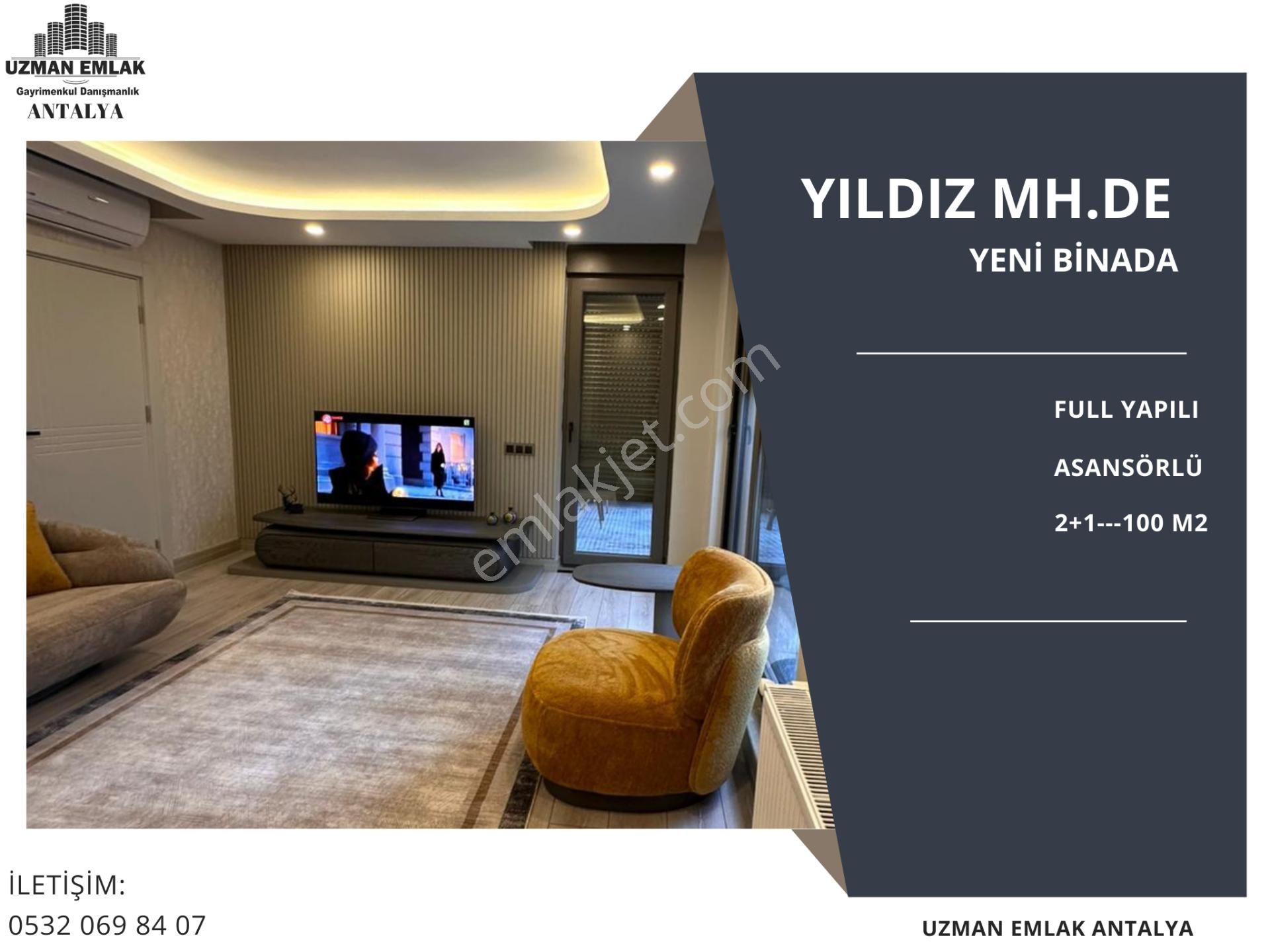 Muratpaşa Yıldız Satılık Daire Uzman Emlak Ofisinden Yıldız Mh.de Full Yapılı 2+1 Yeni Daire