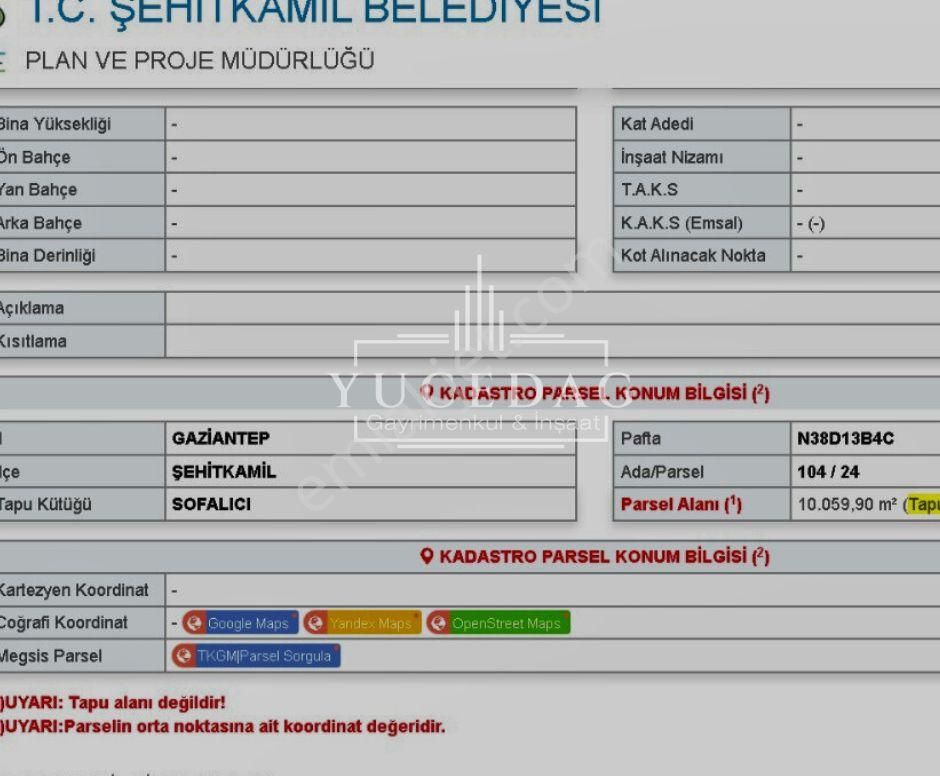 Şehitkamil Sofalıcı Satılık Arazi Gaziantep Şehitkamil Sofalıcı Acil Satılık Kelepir Fırsat Arazi