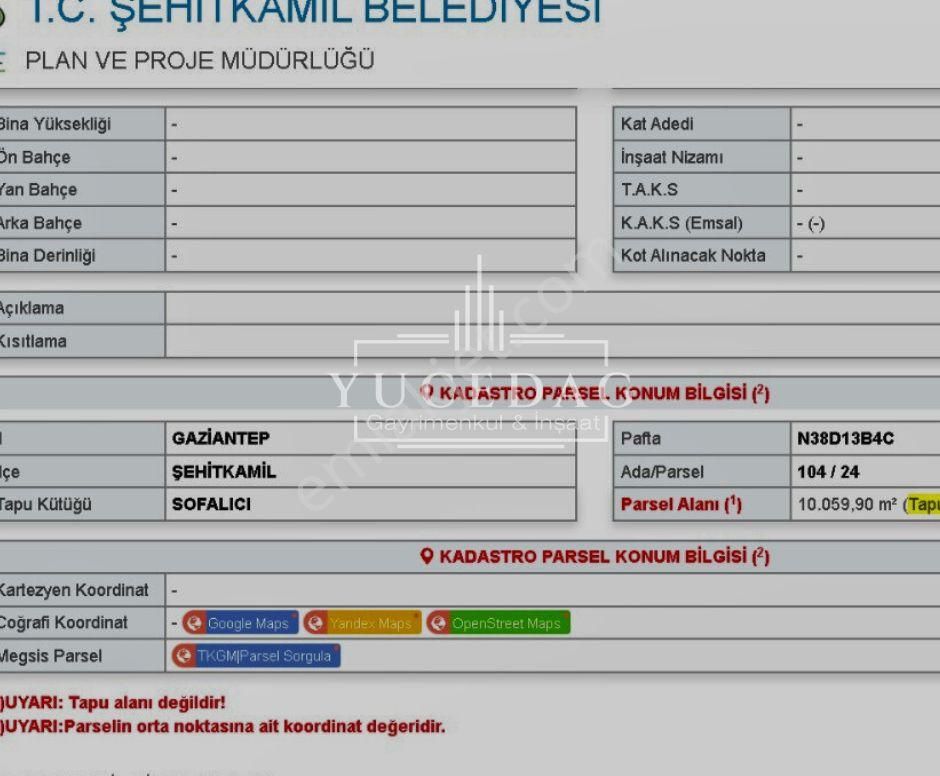 Gaziantep Şehitkamil Sofalıcı Acil Satılık Kelepir Fırsat Arazi - Görsel 2