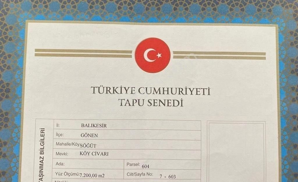 Gönen Söğüt Satılık Tarla Gönen Gayrimenkul'den Manzaralı Anayola Cephe Söğüt Mah 7.200 M2 Tarla