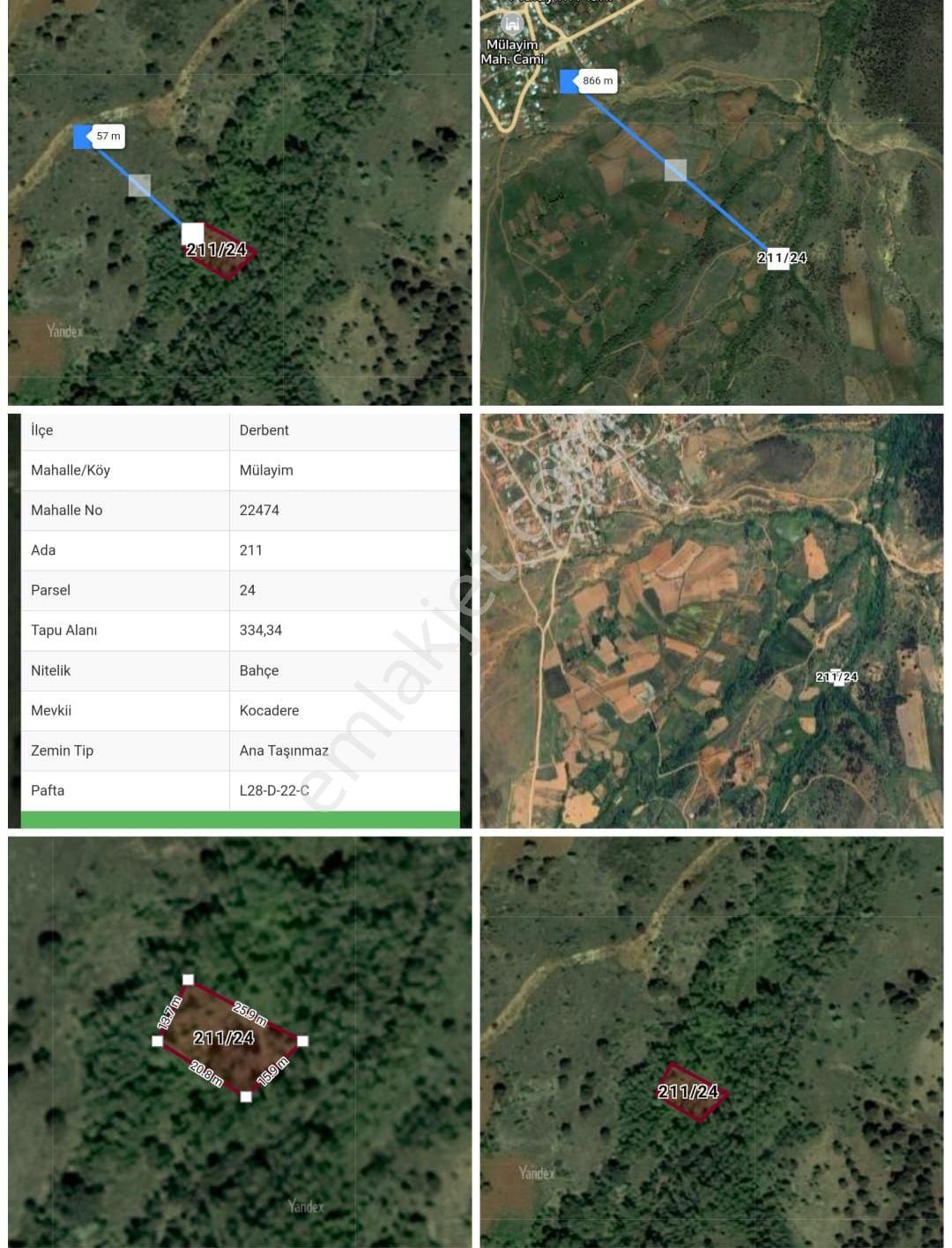 Konya Derbent Satılık Bağ & Bahçe Derbent Mülayim'de Satılık Müstakil Bahçe 334 M.kare