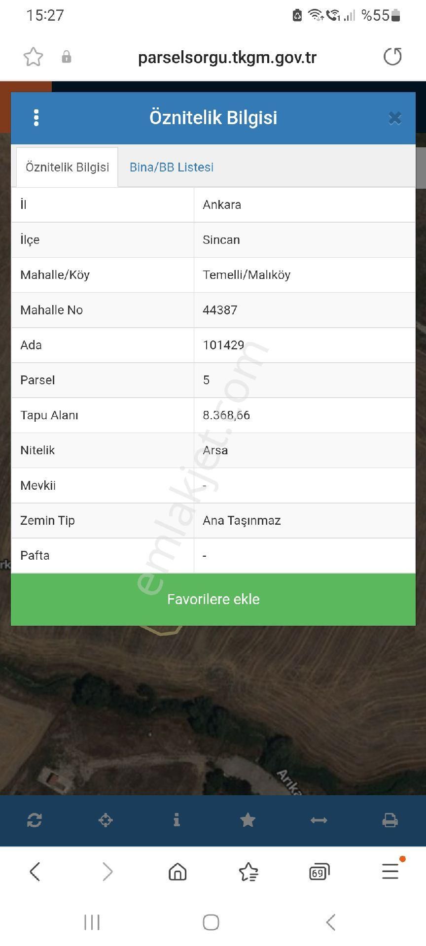 Sincan Malıköy Satılık Konut İmarlı Sincan Temelli Malıköy Konut İmarlı 345 M2 Satılık Arsa