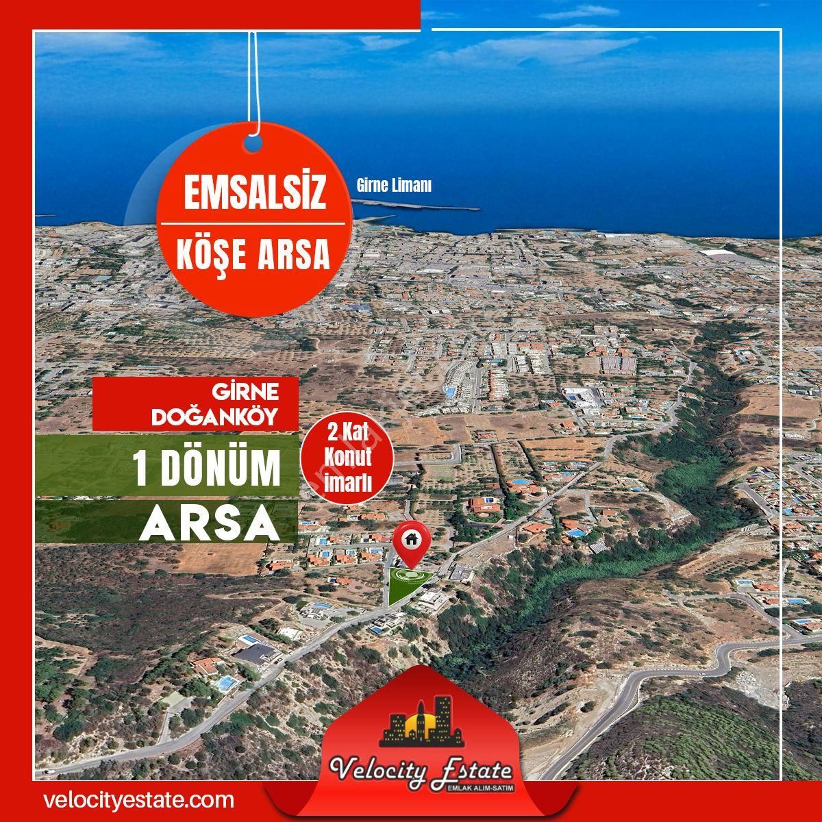 Girne Doğanköy Satılık Arazi Girne Doğanköy'de Emsalsiz Köşe Arsa