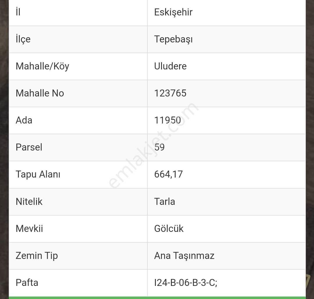 Tepebaşı Uludere Satılık Tarla İki Gayrimenkul Danışmanlık Dan Uludere Mahallesinde Satılık 664 Mt Tarla