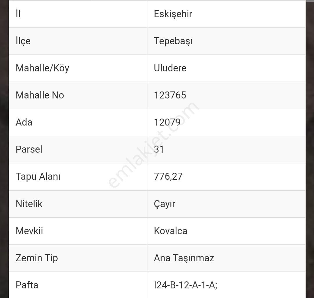 Tepebaşı Uludere Satılık Tarla İki Gayrimenkul Danışmanlık Dan Uludere Mahallesinde Satılık 776 Mt Tarla