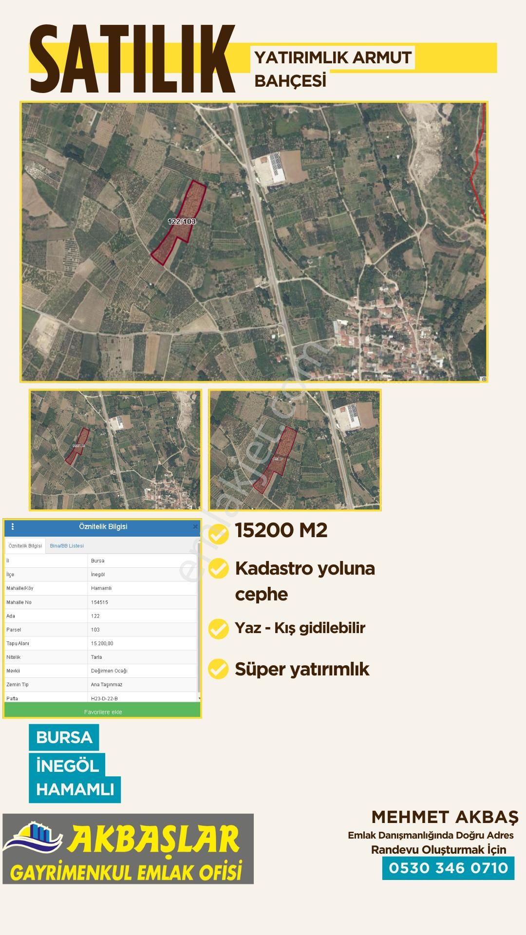 İnegöl Hamamlı Satılık Tarla Akbaşlar Emlak Ve Gayrimenkul Güvencesiyle Satılık Armut Bahçesi