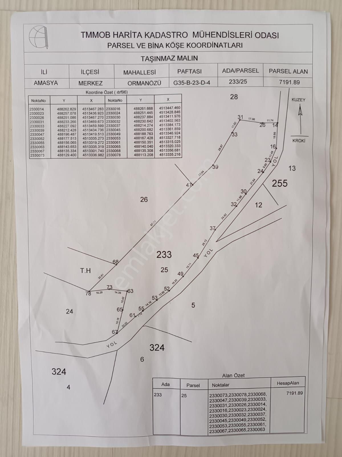 Amasya Merkez Ormanözü Köyü Satılık Bağ & Bahçe Yardımcı Emlaktan Ormanözü Köyünde Satılık 7200 M2 Bahçe