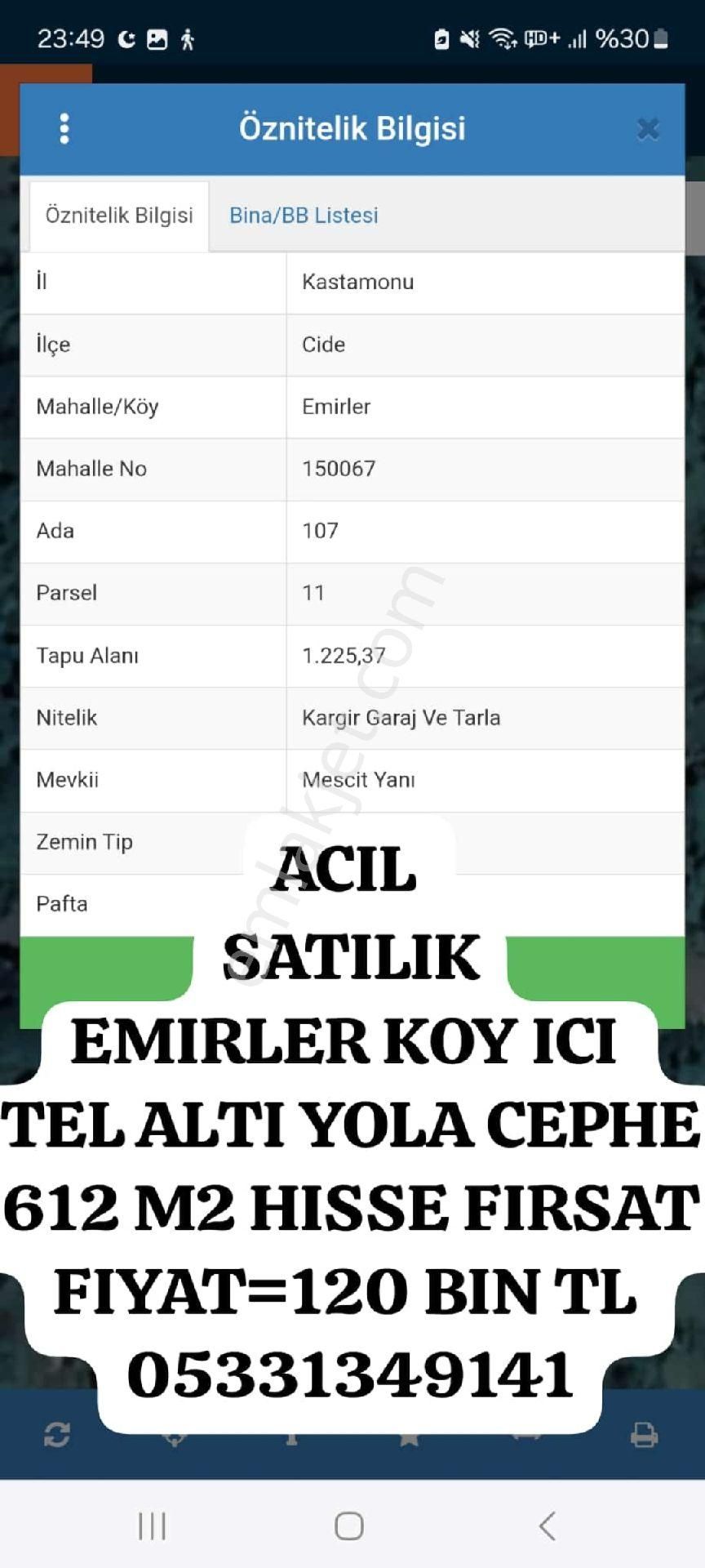 Cide Emirler Köyü (Merkez) Satılık Tarla Satılık Kastamonu Cıde Emırlerkoyu Yola Cephe Koy Icı