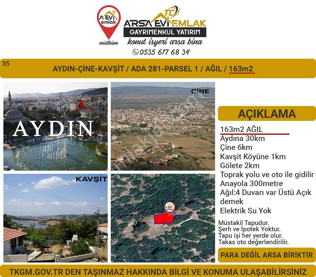 Çine Kavşıt Satılık Konut İmarlı Aydın / Çine / Kavşit Satılık 163m2 Ağıl