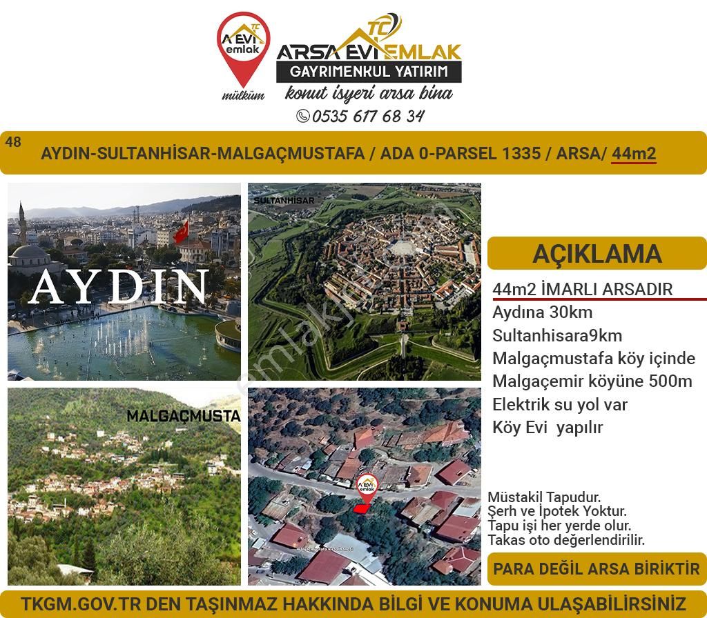 Sultanhisar Malgaçmustafa Satılık Konut İmarlı Aydın-sultanhisar-malgaçmustafa-arsa-44m2 İmarlı