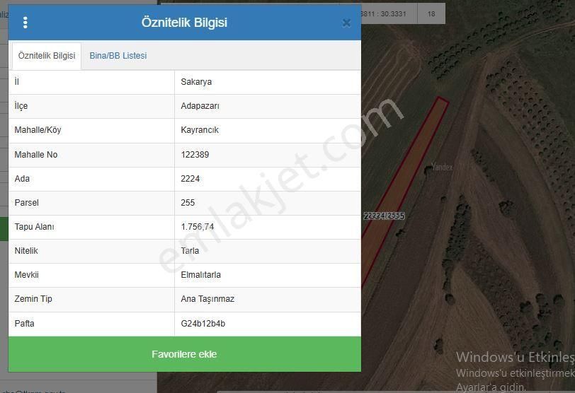 Adapazarı Aşırlar Satılık Tarla Adapazarı Kayrancık Da Satılık Tarla