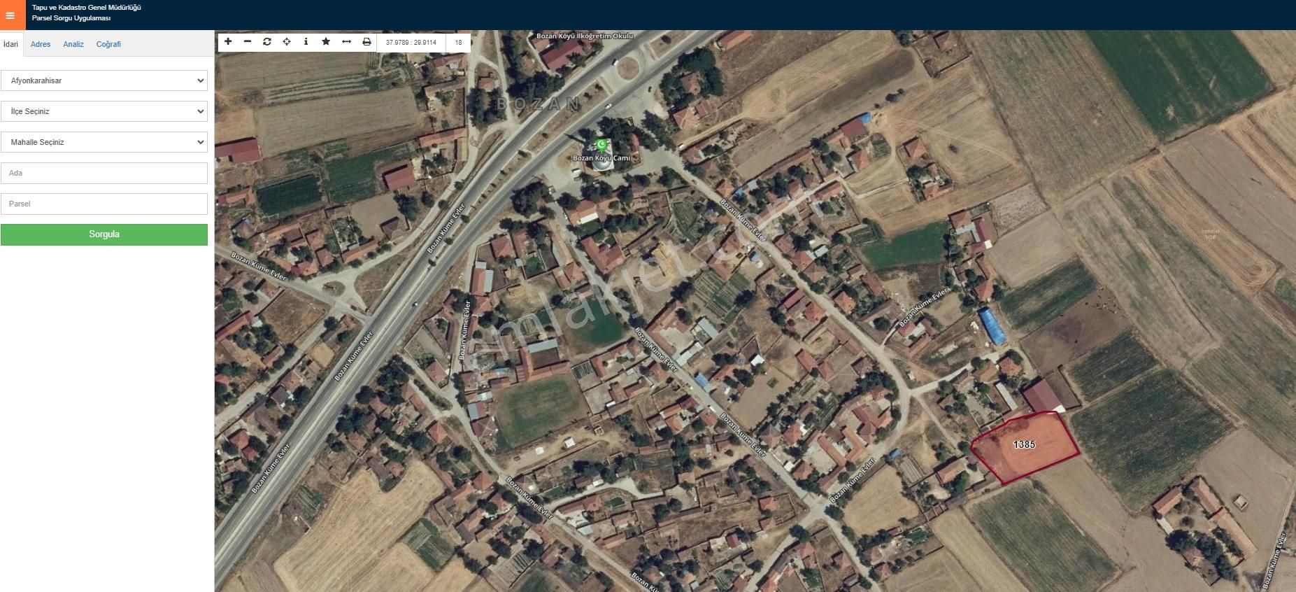 Afyonkarahisar Dazkırı Bozan Köyünde Toplam 4115 M2 Satılık Arsa 4.500.000 Tl Az Pazarlıklı - Görsel 17