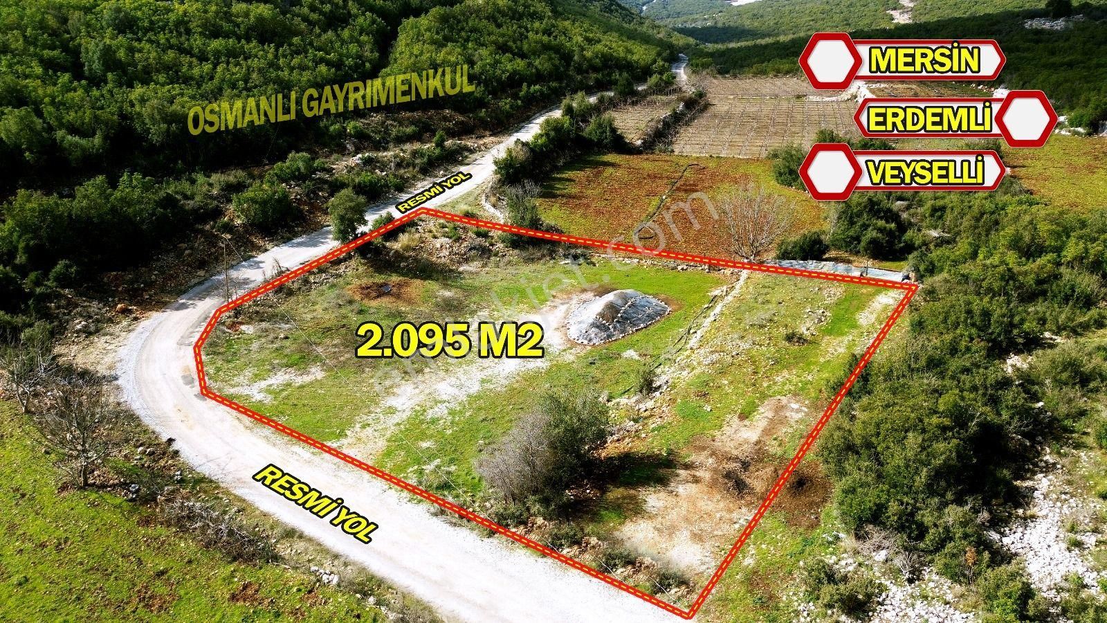 Erdemli Veyselli Satılık Tarla Mersin Erdemli Veyselli 2.095m2 Düz Resmi Yolu Açık Fırsat Tarla