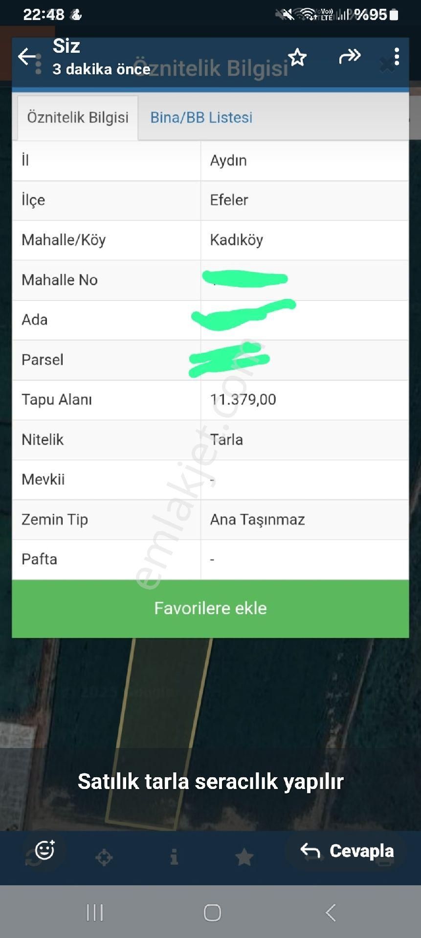 Aydın Efeler Kadıköy Mahallesinde Satılık Çilek Serası Olmaya Aday 11.379.m2 Satılık Tarla