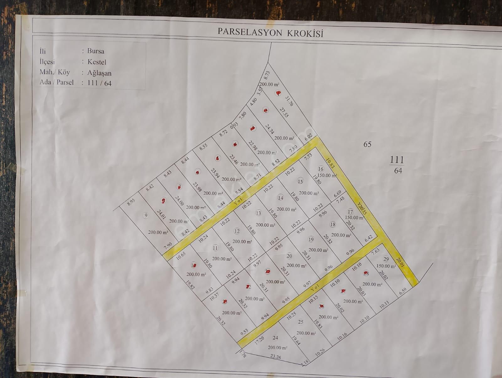 Kestel Ağlaşan Satılık Tarla Bursa Kestel Ağlaşan Satılık Hobi Bahçesi İmarlı Projeli 200m2 *