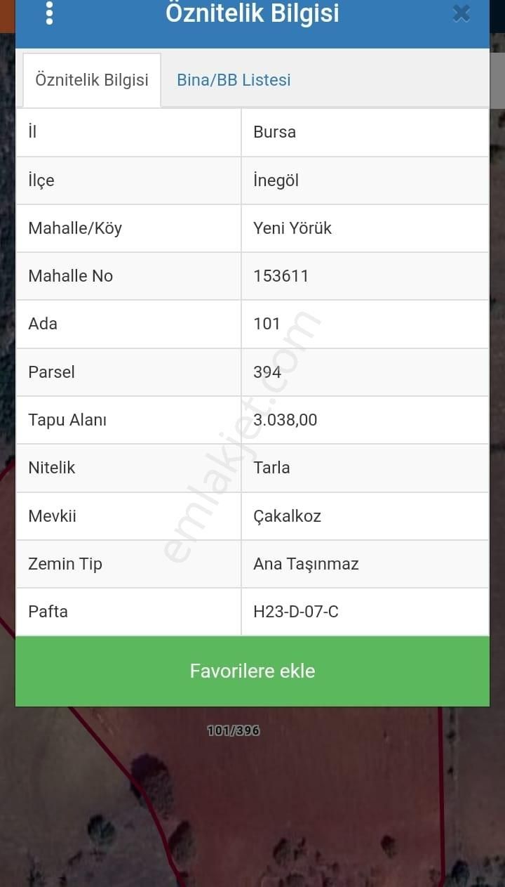 Bursa İnegöl Yeniyörük Köyü’nde Ayrı Ayrı Toplam 20.904.15m2 Satılık Tarla