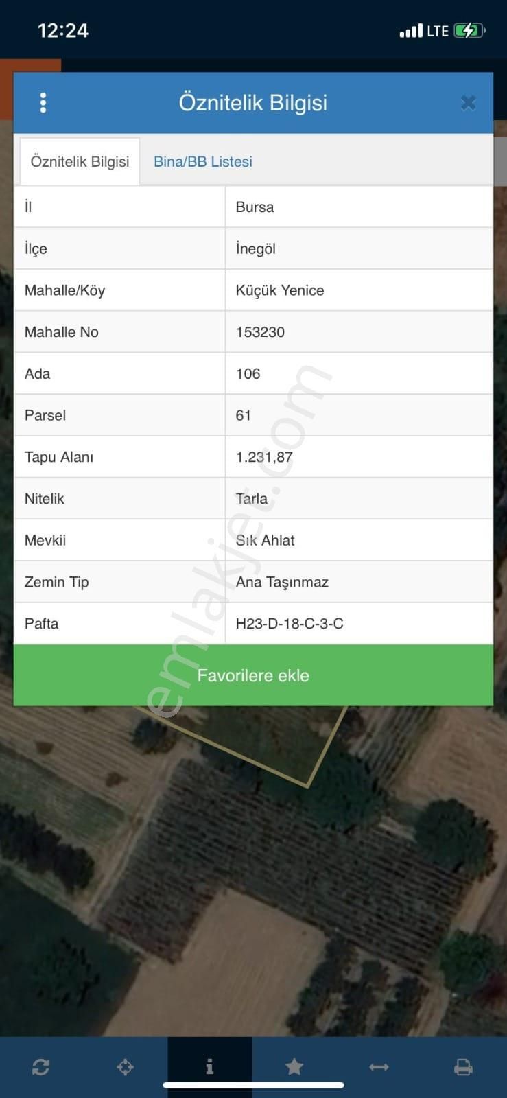 İnegöl Küçükyenice Satılık Tarla Aygülden İnegöl Küçük Yenice’de 2 Parsel 1.271m2 1.470m2 Köye 50m2 Uzaklıkta Olan Satılık Tarla