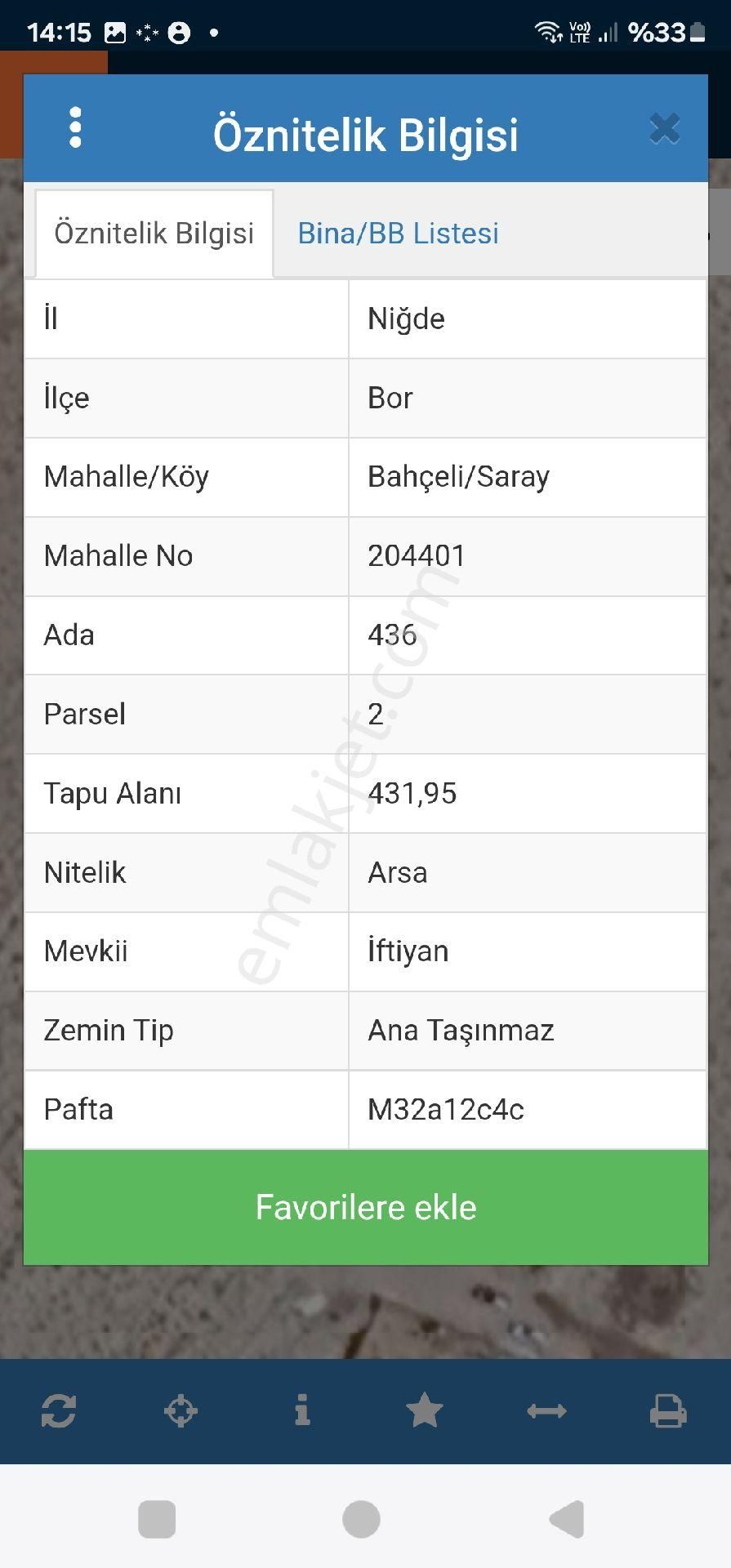 Bor Bahçeli Bld. (Saray) Satılık Muhtelif Arsa Satılık İmarlı Arsa