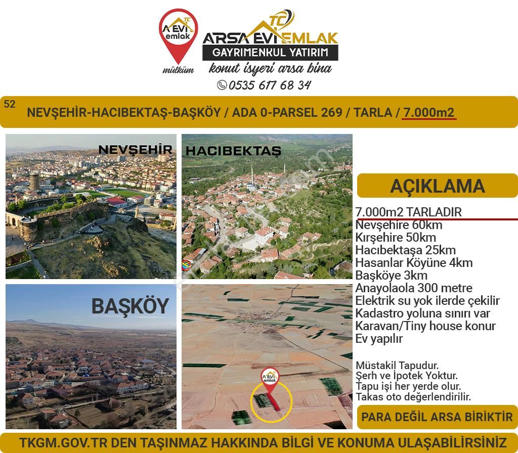 Hacıbektaş Başköy Köyü Satılık Tarla Nevşehir-hacıbektaş-başköy-satılık-7000m2tarla