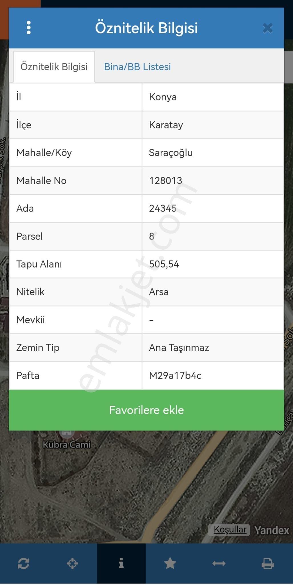 Karatay Saraçoğlu Satılık Konut İmarlı Karatay Saraçoğlu Mahallesı Bırıncı Kanala Varmadan Sol Tarafta Bulunan 505metre Arsa Satılıktır